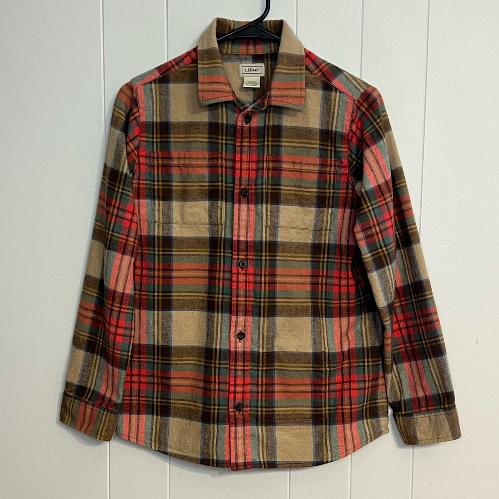 L.L.Bean Kids' Scotch Plaid Flannel Shirt Size L 14-16